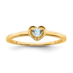 10k Yellow Gold Aquamarine Heart Ring