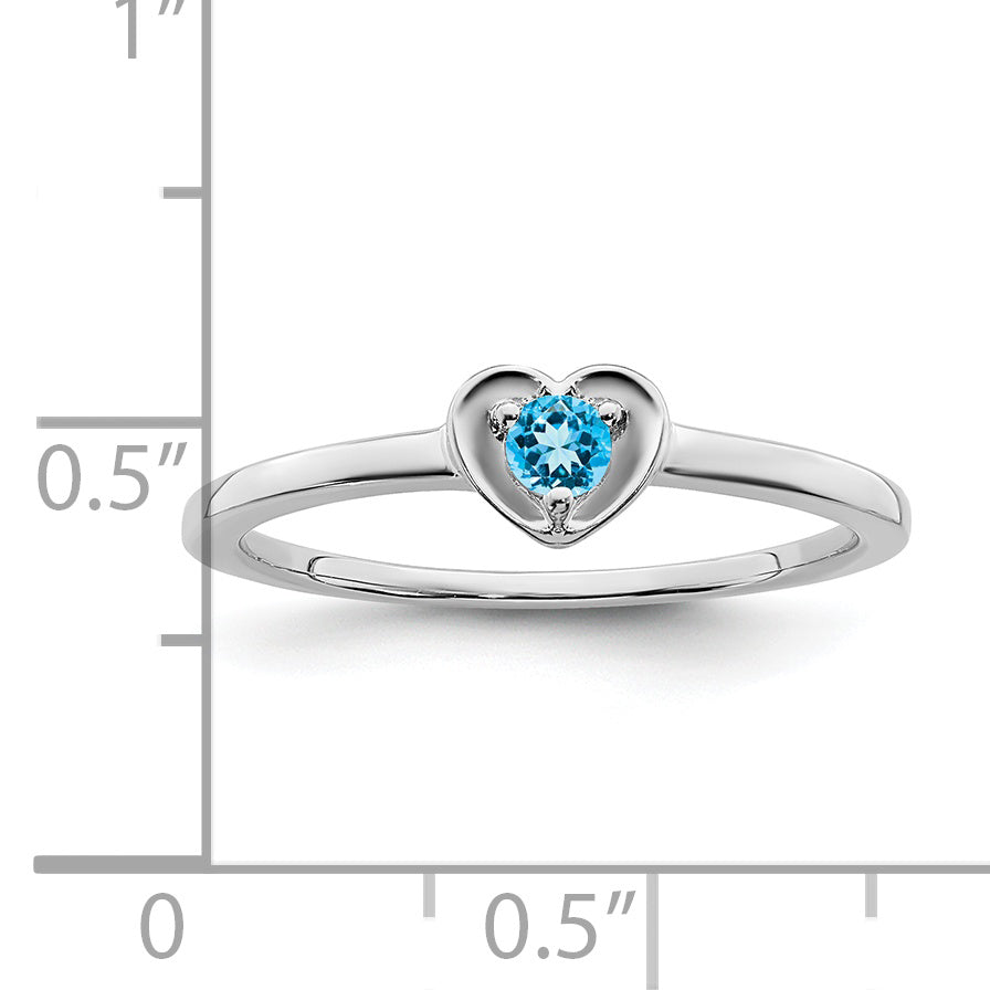 10k White Gold Blue Topaz Heart Ring