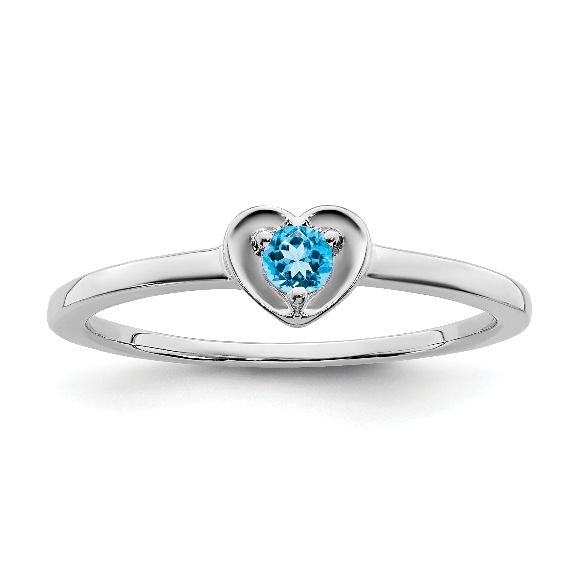 10k White Gold Blue Topaz Heart Ring