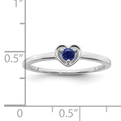 10k White Gold Created Sapphire Heart Ring