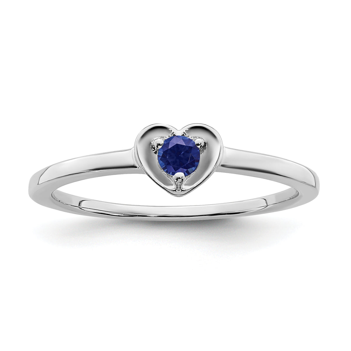 10k White Gold Created Sapphire Heart Ring