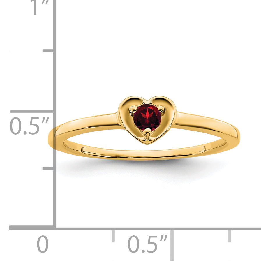 10k Yellow Gold Garnet Heart Ring