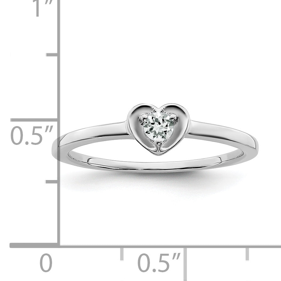 10k White Gold White Topaz Heart Ring