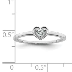 10k White Gold White Topaz Heart Ring