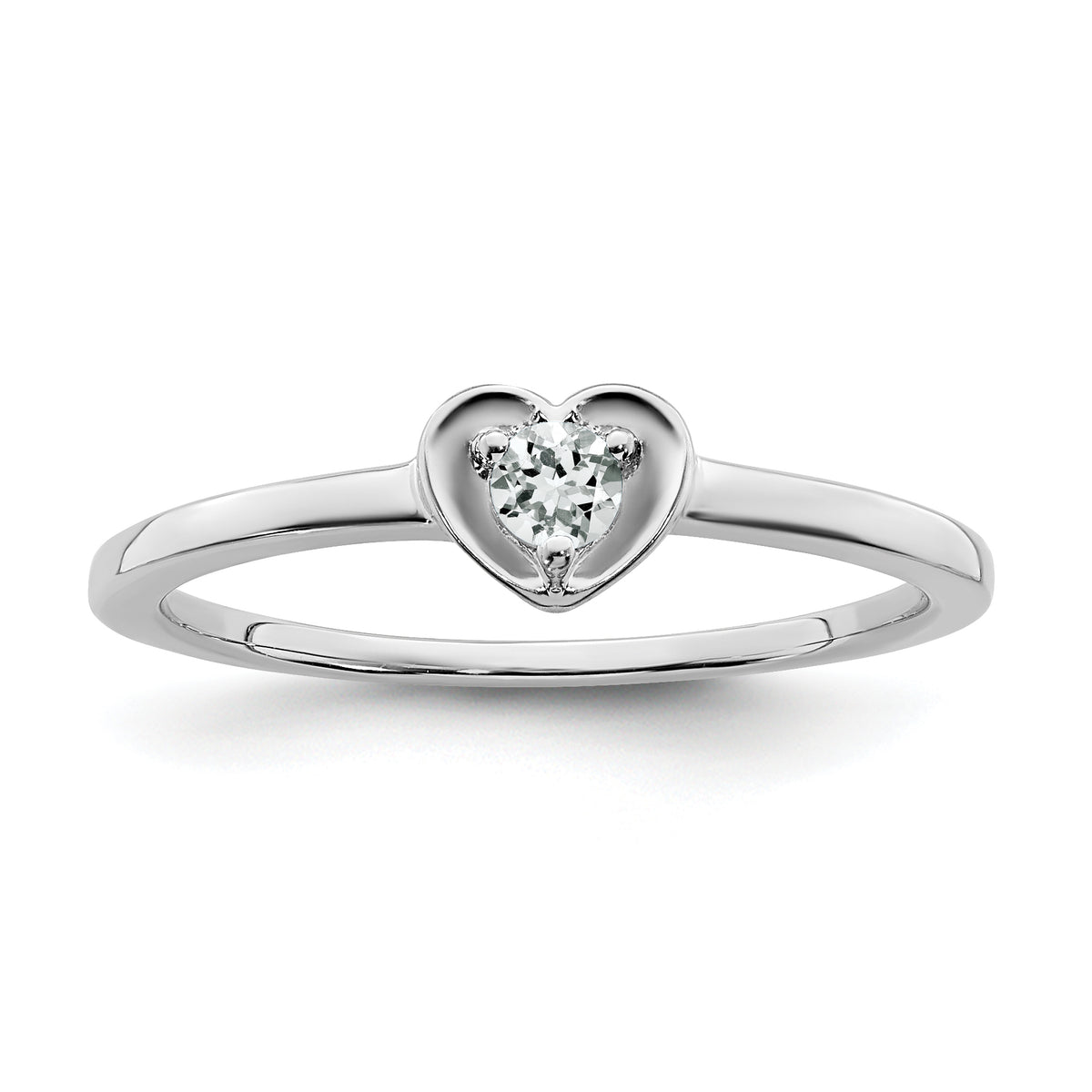 10k White Gold White Topaz Heart Ring