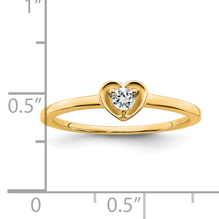 10k Yellow Gold White Topaz Heart Ring