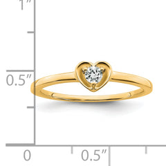 10k Yellow Gold White Topaz Heart Ring