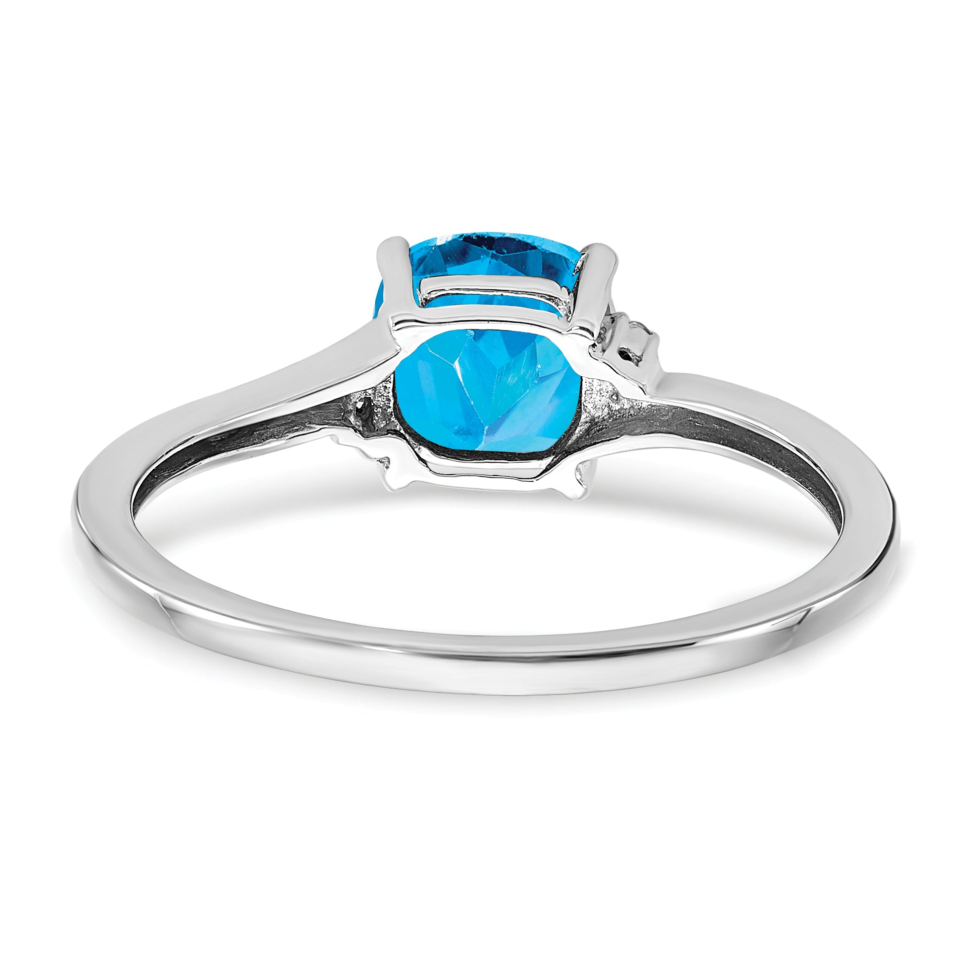 Sterling Silver Rhodium-plated Blue Topaz and Diamond Ring