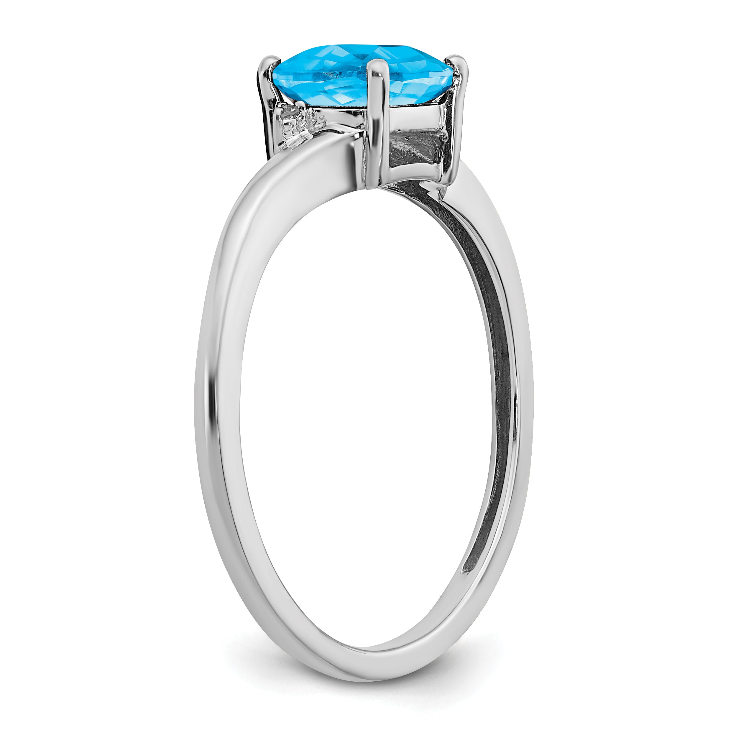 Sterling Silver Rhodium-plated Blue Topaz and Diamond Ring