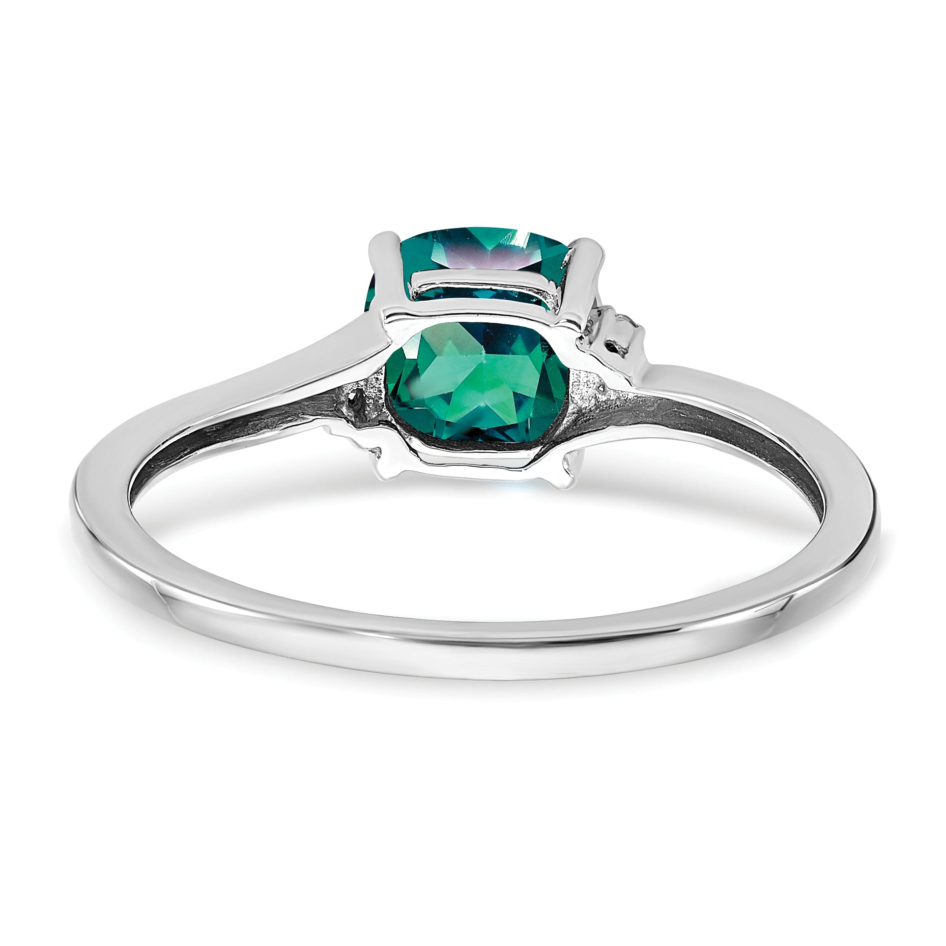 Sterling Silver Rhodium-plated Created Alexandrite and Diamond Ring