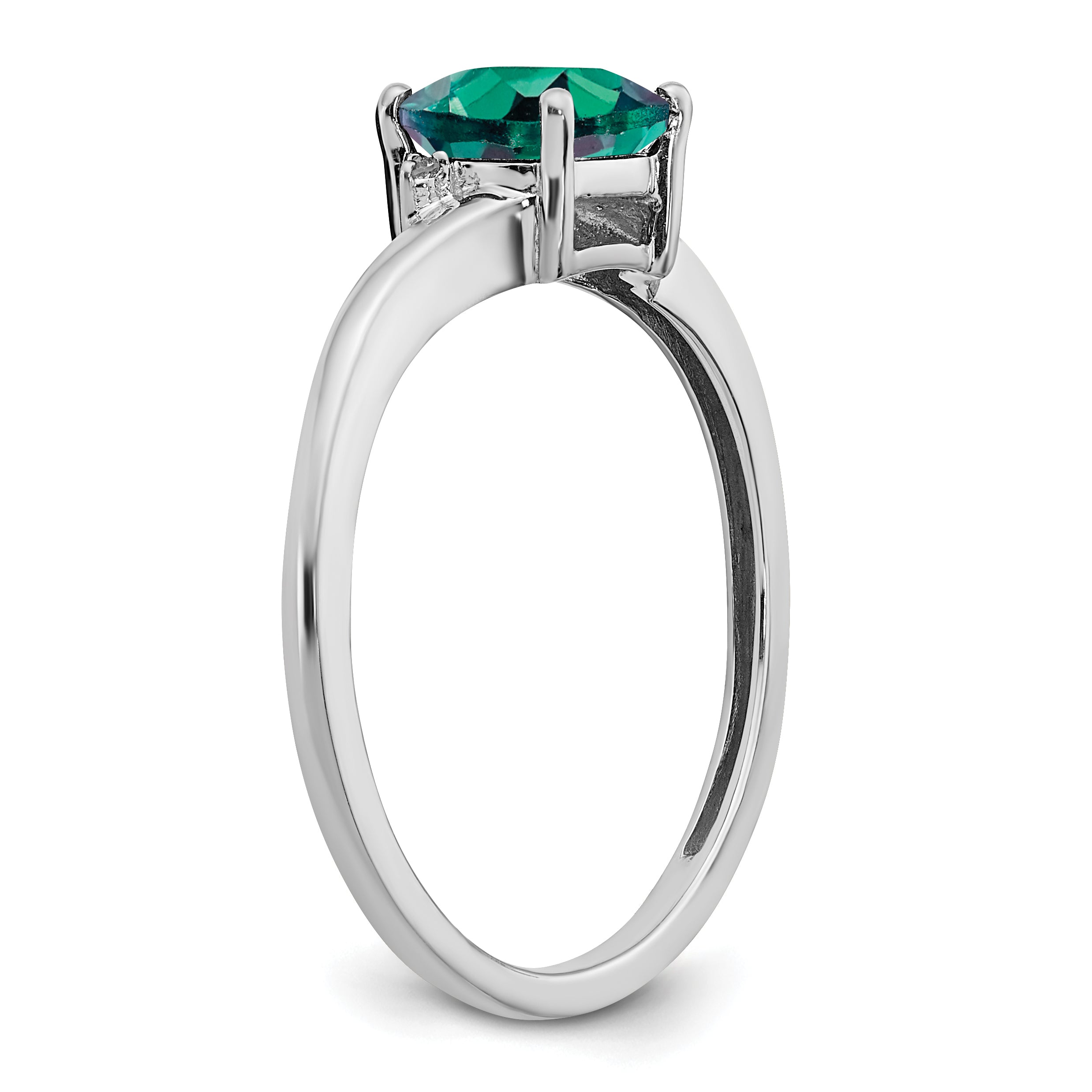 Sterling Silver Rhodium-plated Created Alexandrite and Diamond Ring