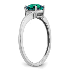 Sterling Silver Rhodium-plated Created Alexandrite and Diamond Ring