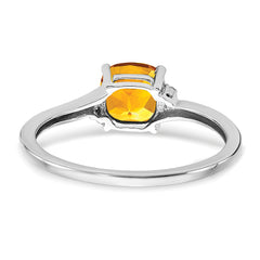 Sterling Silver Rhodium-plated Citrine and Diamond Ring