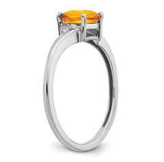 Sterling Silver Rhodium-plated Citrine and Diamond Ring