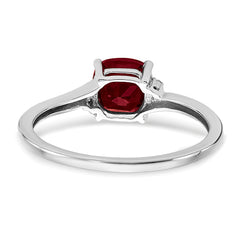 Sterling Silver Rhodium-plated Created Ruby and Diamond Ring