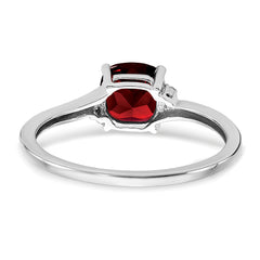 Sterling Silver Rhodium-plated Garnet and Diamond Ring