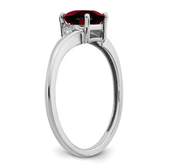 Sterling Silver Rhodium-plated Garnet and Diamond Ring