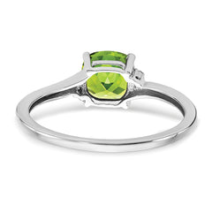 Sterling Silver Rhodium-plated Peridot and Diamond Ring