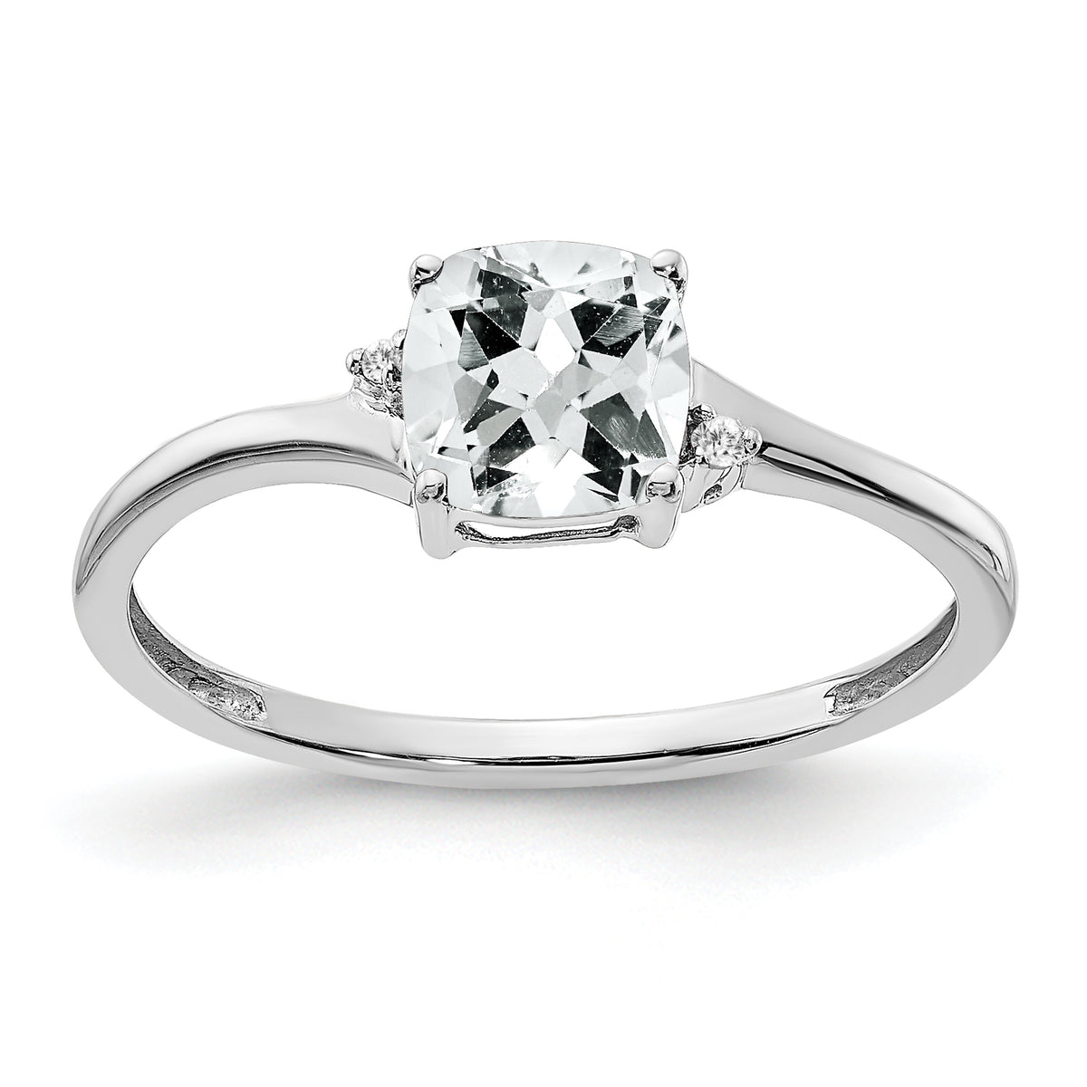 Sterling Silver Rhodium-plated White Topaz and Diamond Ring