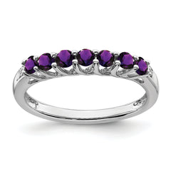 Sterling Silver Rhodium-plated Amethyst and Diamond Ring