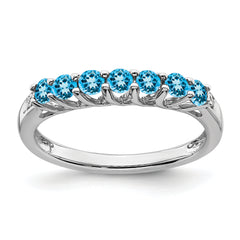 Sterling Silver Rhodium-plated Blue Topaz and Diamond Ring