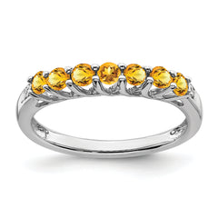 Sterling Silver Rhodium-plated Citrine and Diamond Ring