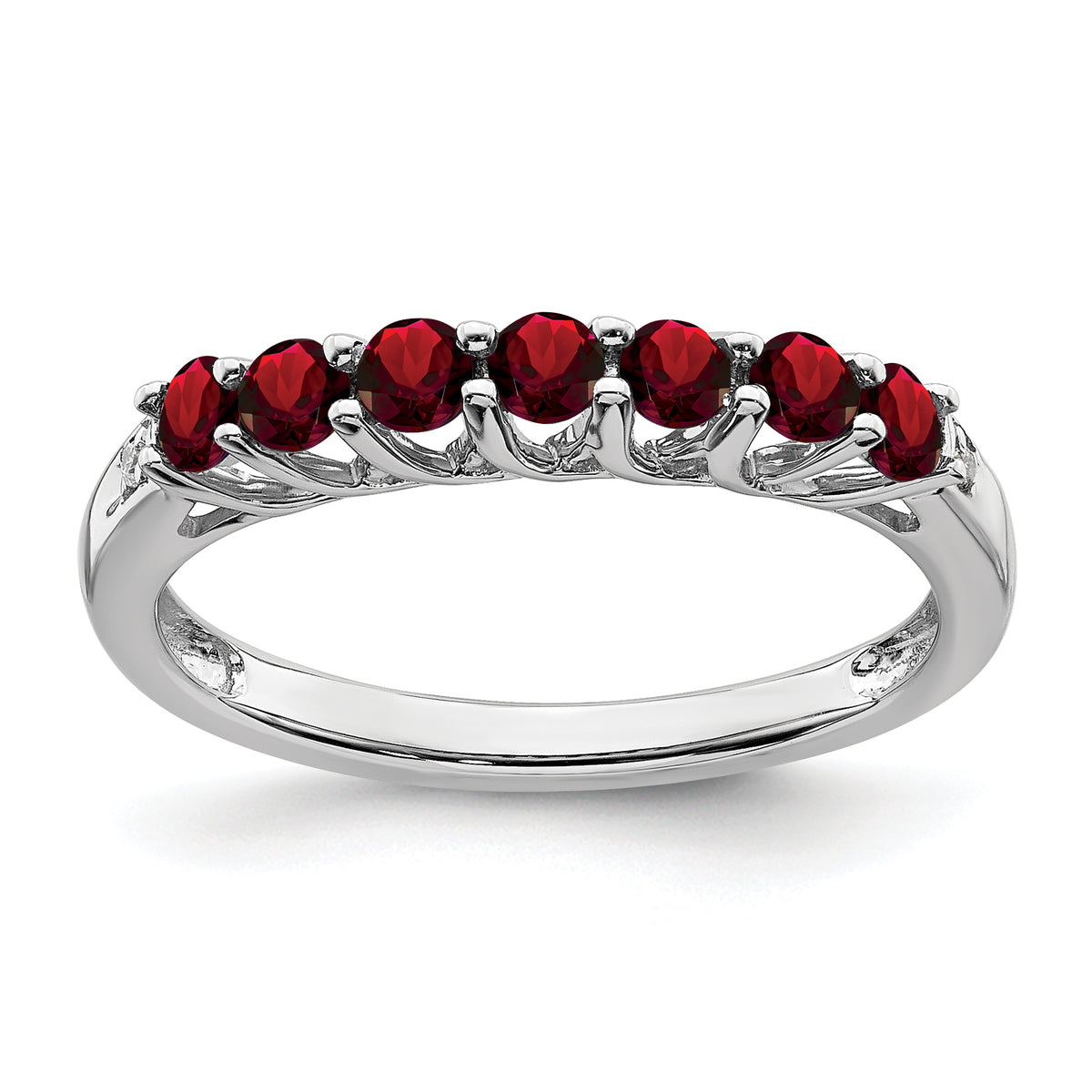 Sterling Silver Rhodium-plated Garnet and Diamond Ring