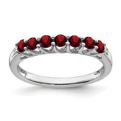 Sterling Silver Rhodium-plated Garnet and Diamond Ring