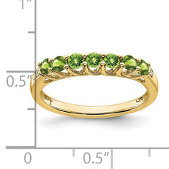 10k Peridot and Diamond 7-stone Ring