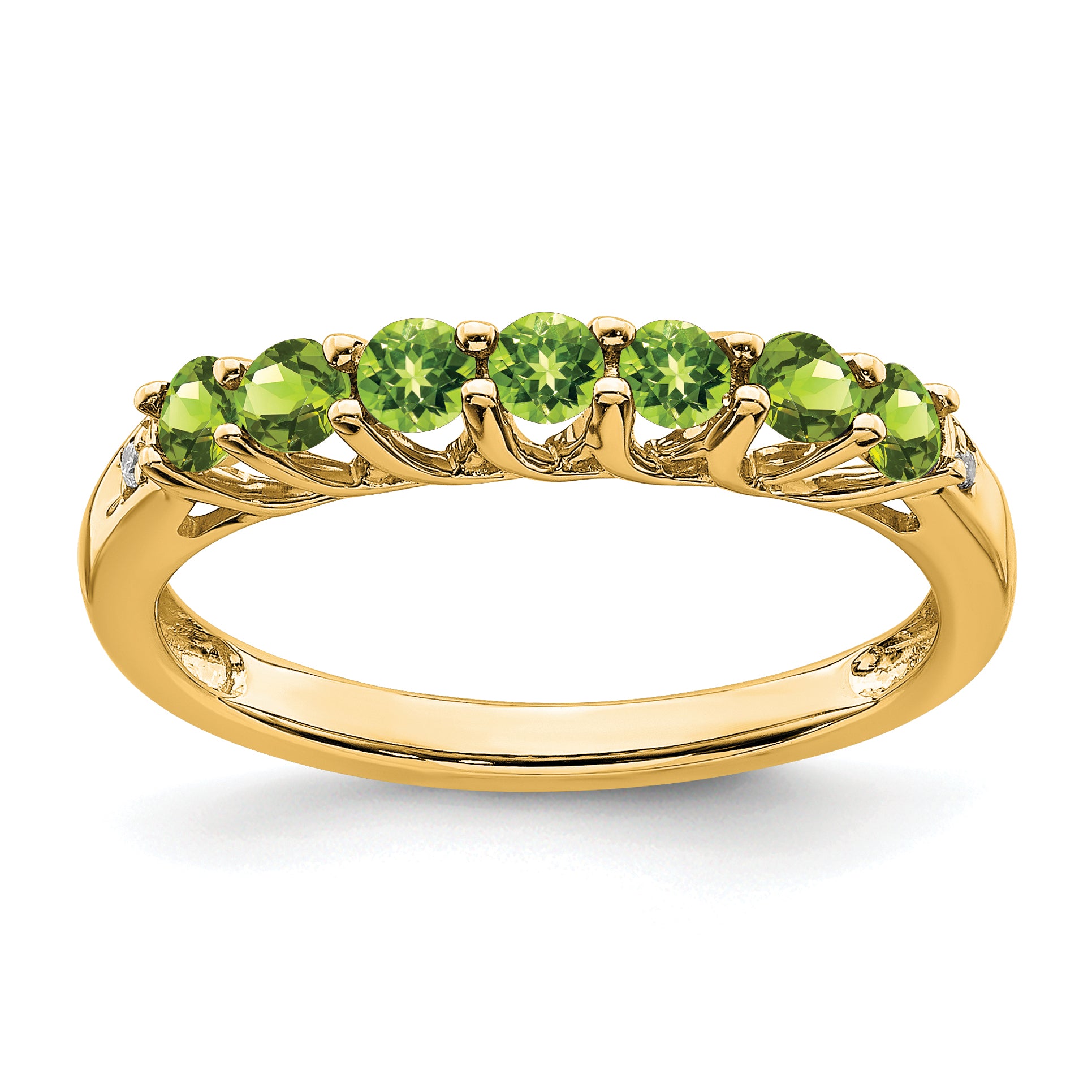 10k Peridot and Diamond 7-stone Ring