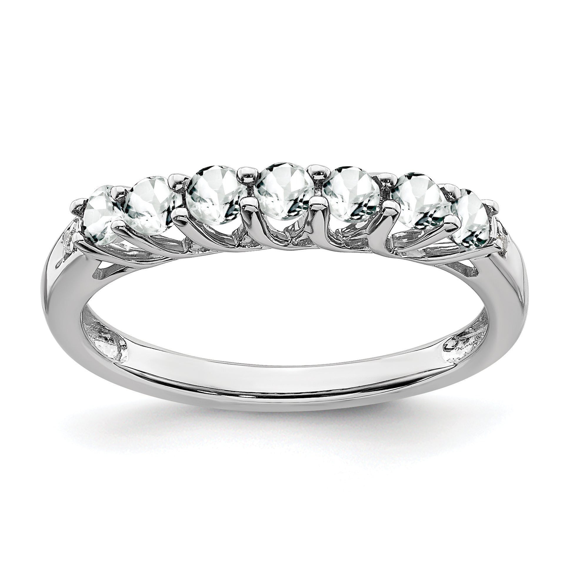 10k White Gold White Topaz and Diamond 7-stone Ring