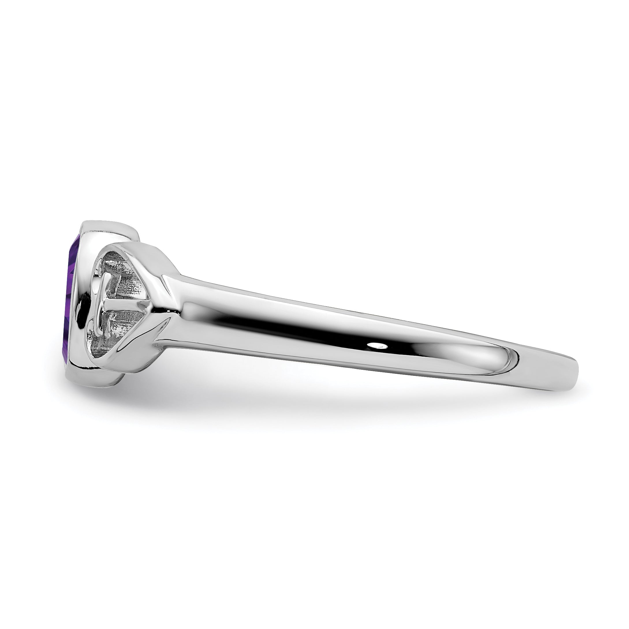 Sterling Silver Rhodium-plated Amethyst Ring