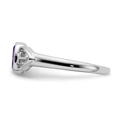 Sterling Silver Rhodium-plated Amethyst Ring