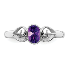 Sterling Silver Rhodium-plated Amethyst Ring