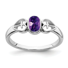 Sterling Silver Rhodium-plated Amethyst Ring