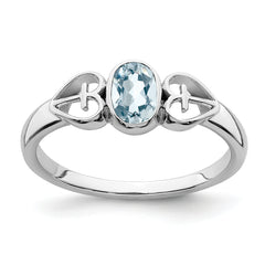 Sterling Silver Rhodium-plated Aquamarine Ring