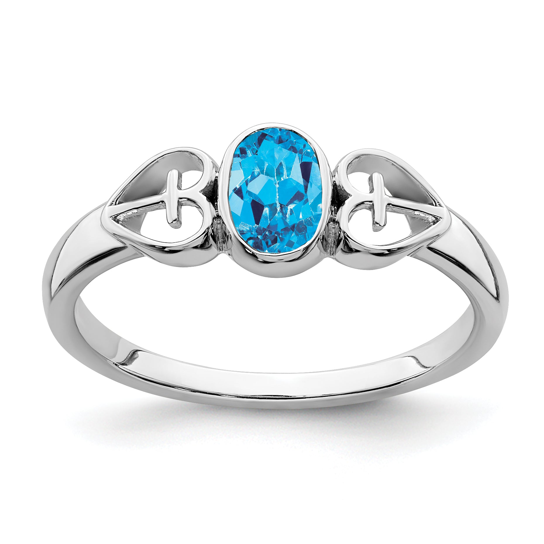 Sterling Silver Rhodium-plated Blue Topaz Ring