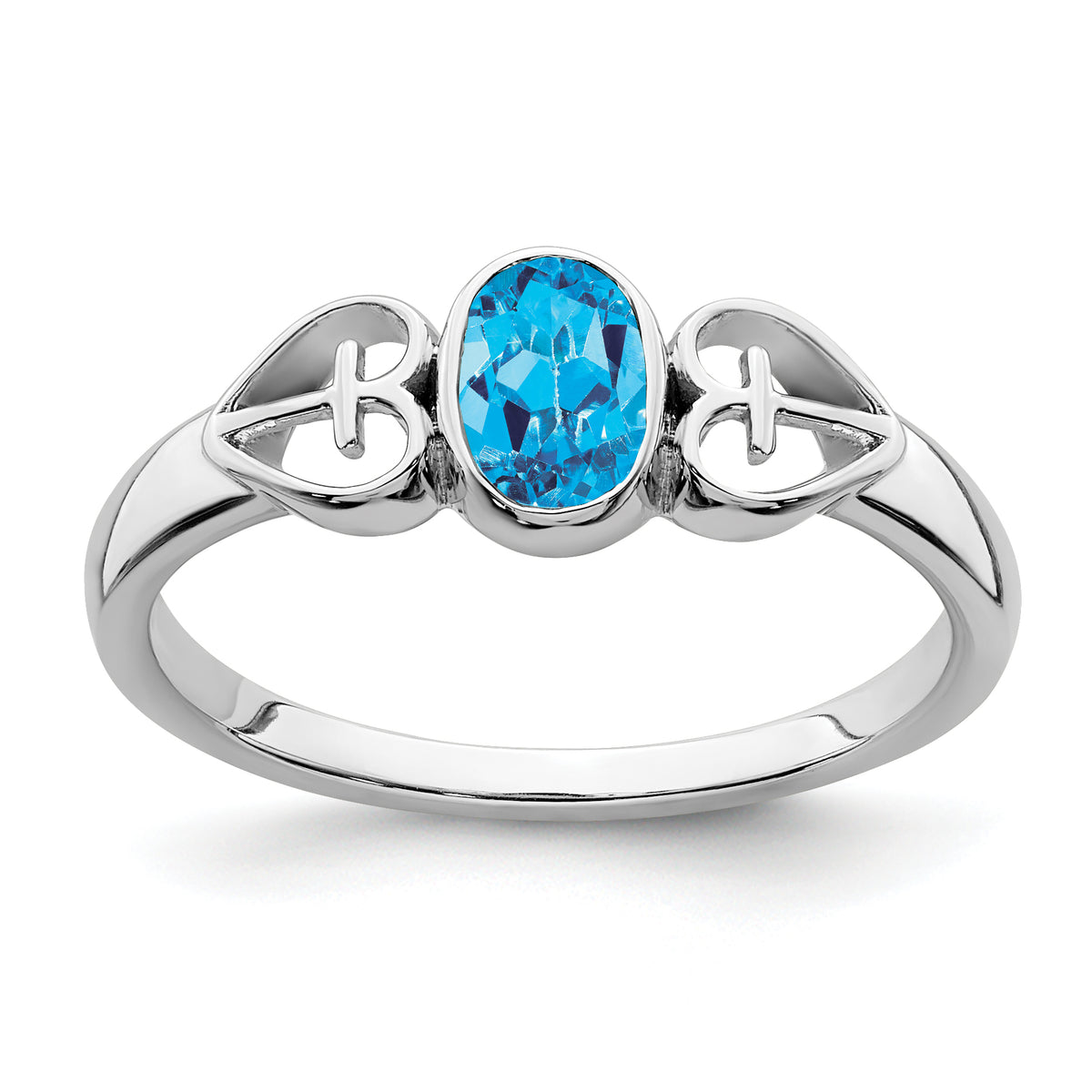 Sterling Silver Rhodium-plated Blue Topaz Ring