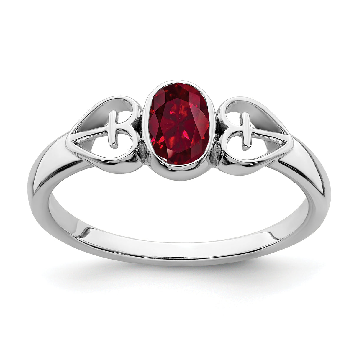 Sterling Silver Rhodium-plated Created Ruby Ring