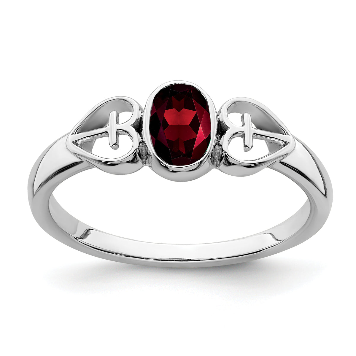 Sterling Silver Rhodium-plated Garnet Ring