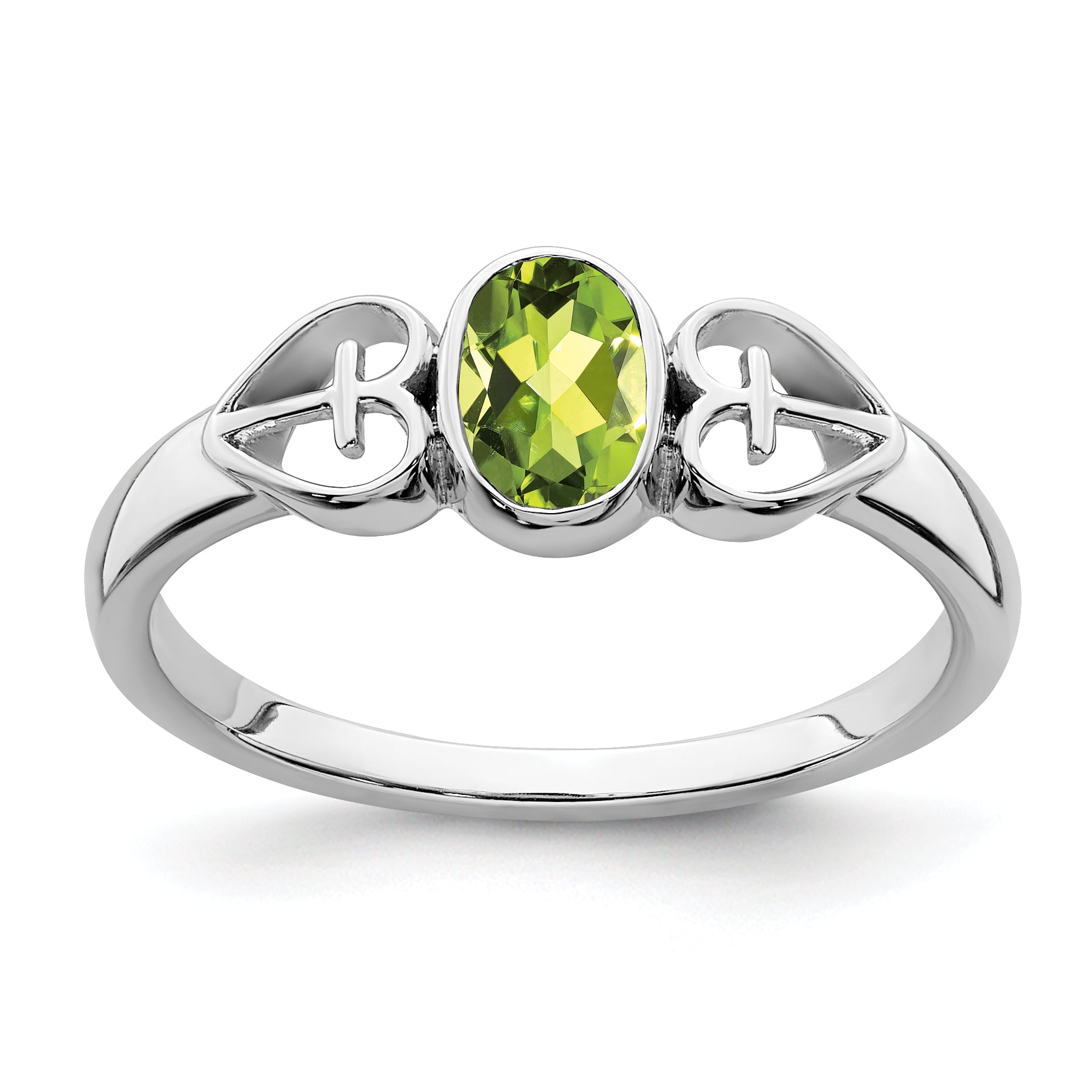 Sterling Silver Rhodium-plated Peridot Ring