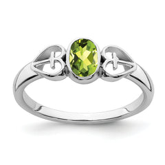 Sterling Silver Rhodium-plated Peridot Ring