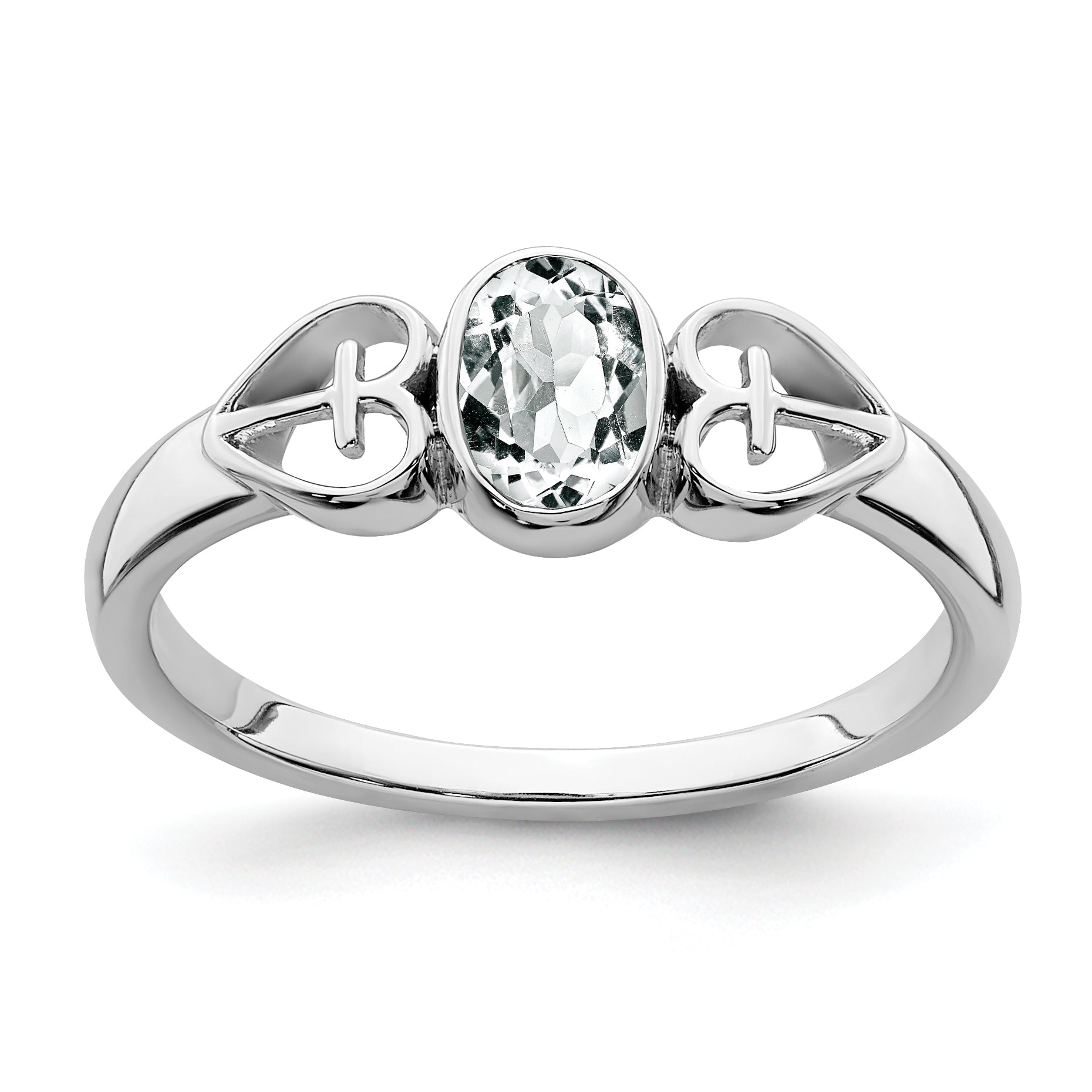 Sterling Silver Rhodium-plated White Topaz Ring