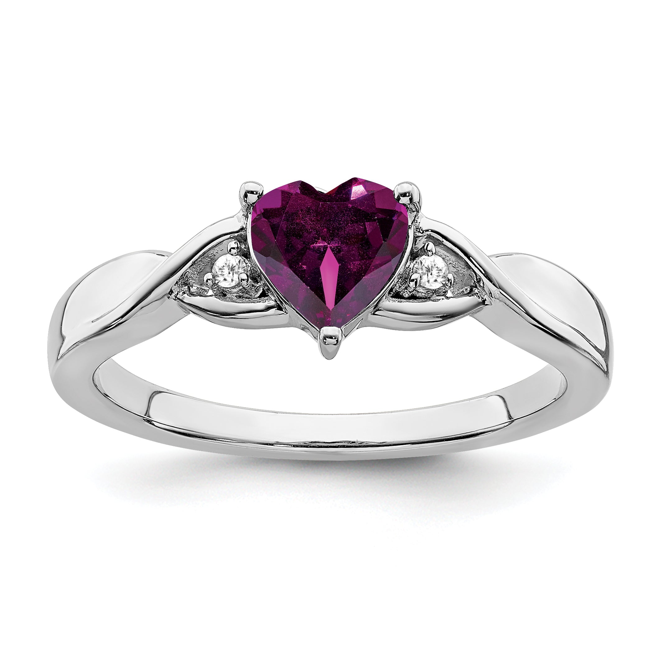 Sterling Silver Rhodium-plated Rhodolite Garnet and Diamond Ring