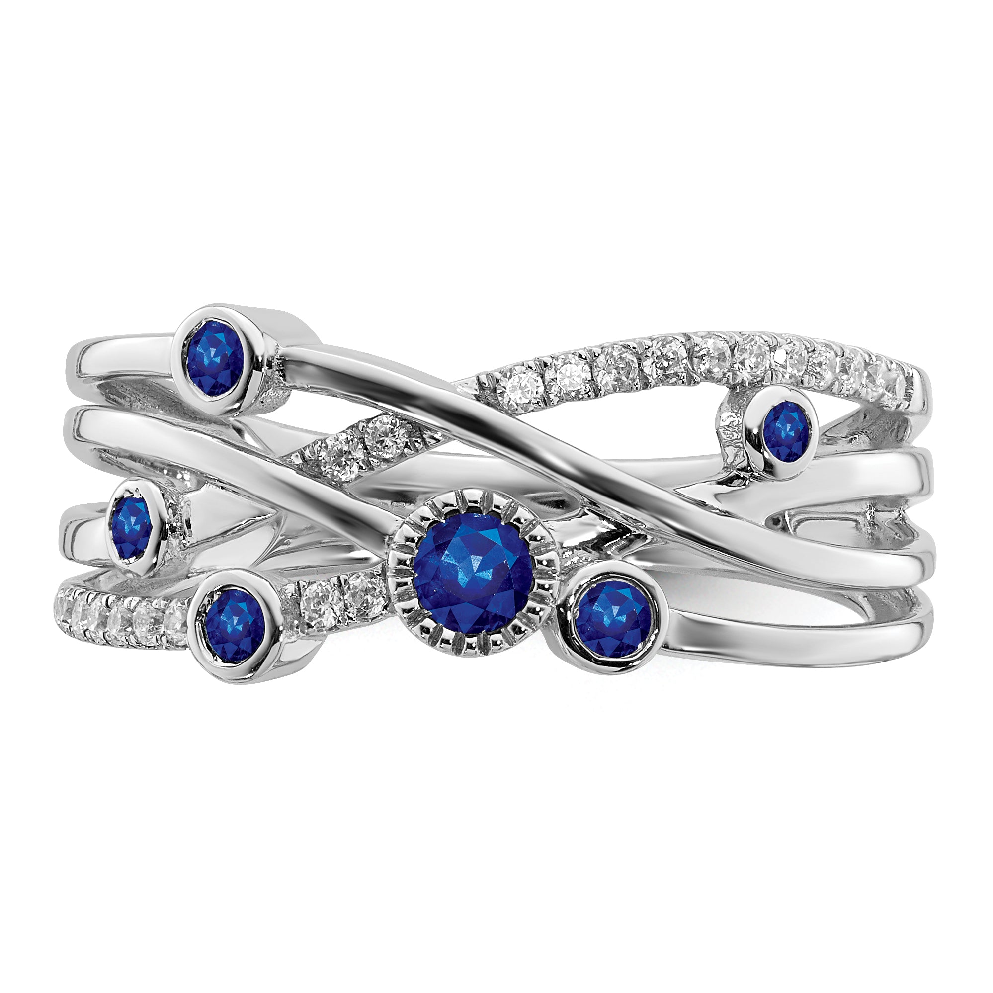 14k White Gold Sapphire and Diamond Ring