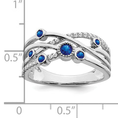 14k White Gold Sapphire and Diamond Ring