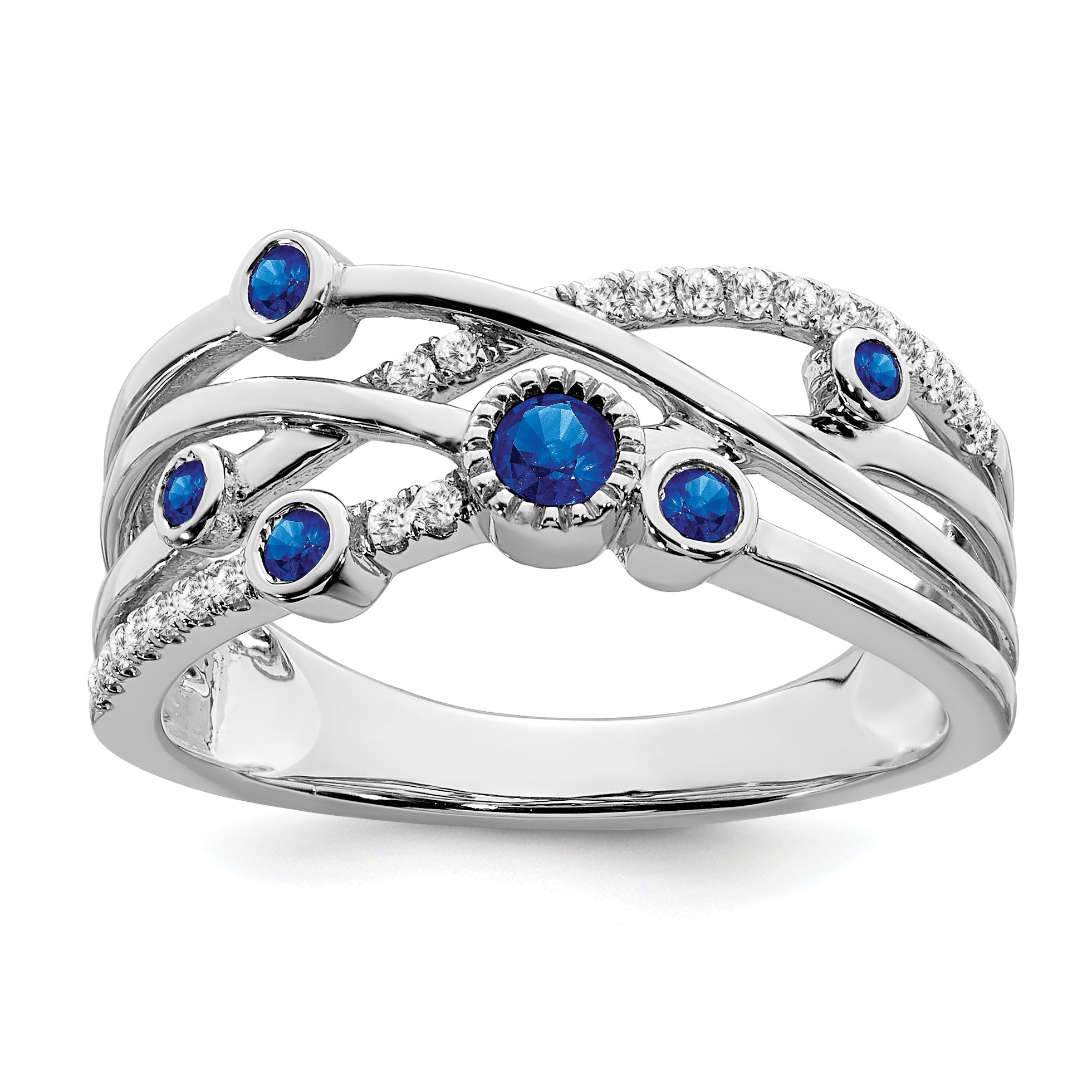 14k White Gold Sapphire and Diamond Ring