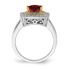 14k Two-Tone Lab Grown Diamond & Created Ruby Ring