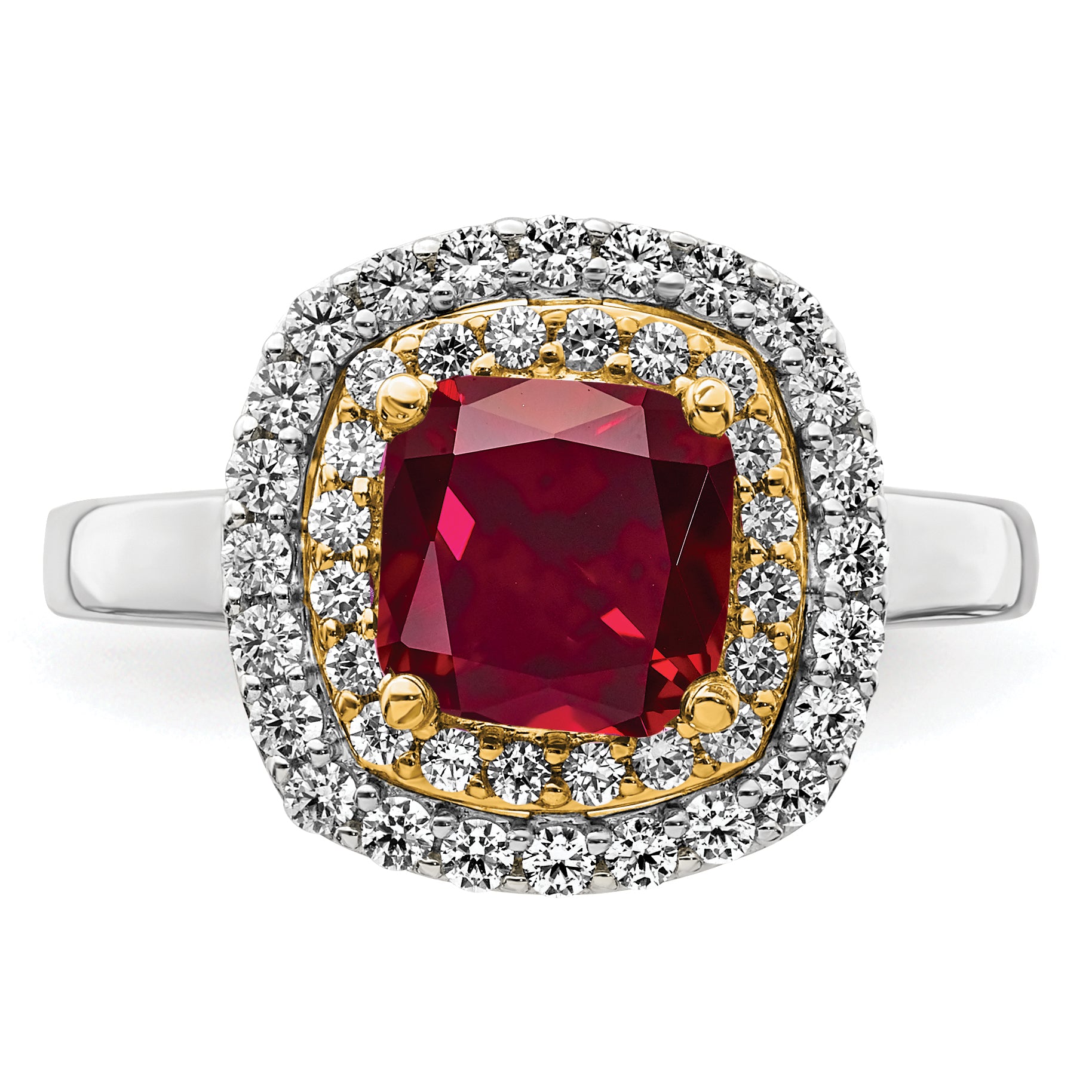 14k Two-Tone Lab Grown Diamond & Created Ruby Ring