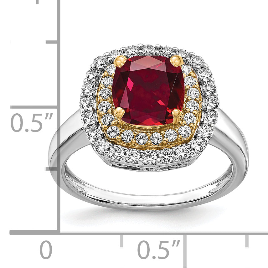 14k Two-Tone Lab Grown Diamond & Created Ruby Ring